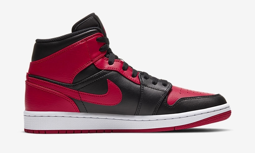 国内 11/13、2/26 発売！ナイキ エア ジョーダン 1 ミッド “ブレッド” レッド/ブラック (NIKE AIR JORDAN 1 MID “Bred” Red/Black) [554724-074]