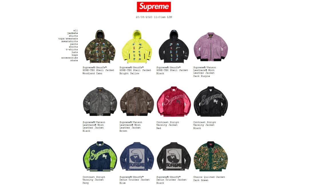 【国内 8/22 立ち上げ】シュプリーム (SUPREME) 2020 FALL/WINTER LOOKBOOK (2020年 秋冬 ルックブック)