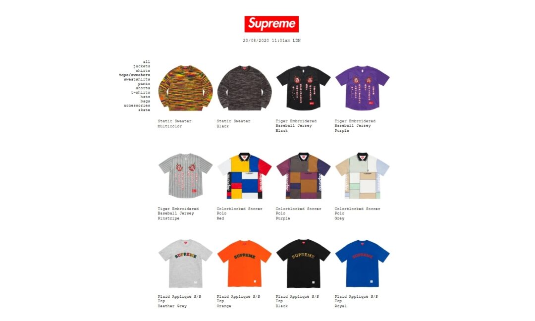 【国内 8/22 立ち上げ】シュプリーム (SUPREME) 2020 FALL/WINTER LOOKBOOK (2020年 秋冬 ルックブック)