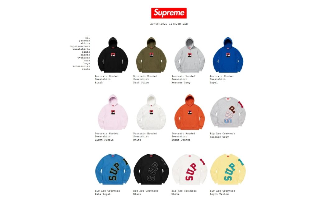 【国内 8/22 立ち上げ】シュプリーム (SUPREME) 2020 FALL/WINTER LOOKBOOK (2020年 秋冬 ルックブック)