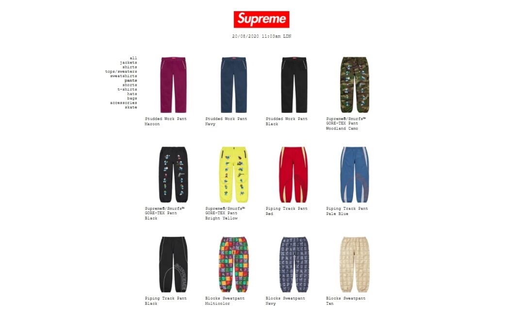 【国内 8/22 立ち上げ】シュプリーム (SUPREME) 2020 FALL/WINTER LOOKBOOK (2020年 秋冬 ルックブック)