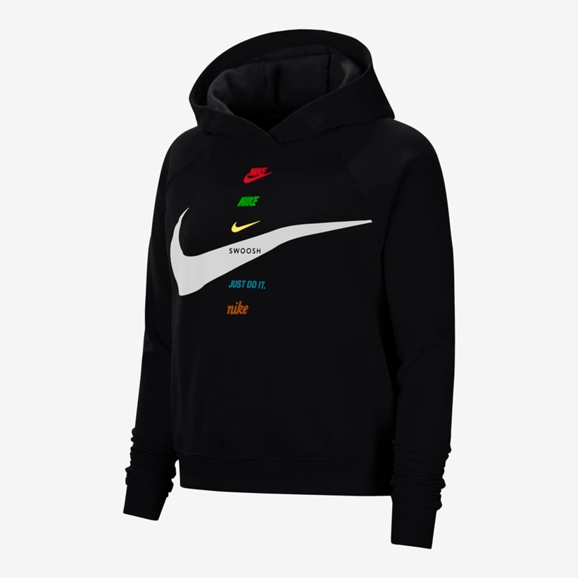 カラフルなNIKE ロゴをプリントした NSW WMNS SWOOSH HOODIE FLC BBが発売 (ナイキ ウィメンズ スウッシュ フーディ パーカー) [CU5677-010]