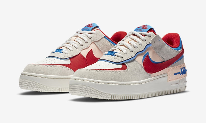 ナイキ ウィメンズ エア フォース 1 ロー シャドウ “セイル/ユニバーシティレッド/フォトブルー” (NIKE WMNS AIR FORCE 1 LOW SHADOW “Sail/University Red/Photo Blue”) [CU8591-100]