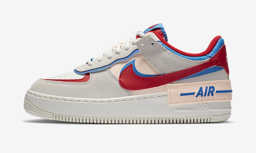 ナイキ ウィメンズ エア フォース 1 ロー シャドウ “セイル/ユニバーシティレッド/フォトブルー” (NIKE WMNS AIR FORCE 1 LOW SHADOW “Sail/University Red/Photo Blue”) [CU8591-100]