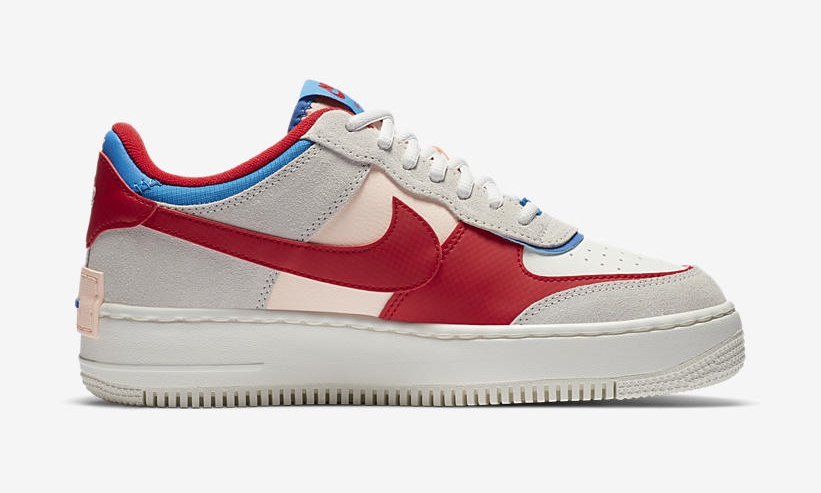 ナイキ ウィメンズ エア フォース 1 ロー シャドウ “セイル/ユニバーシティレッド/フォトブルー” (NIKE WMNS AIR FORCE 1 LOW SHADOW “Sail/University Red/Photo Blue”) [CU8591-100]