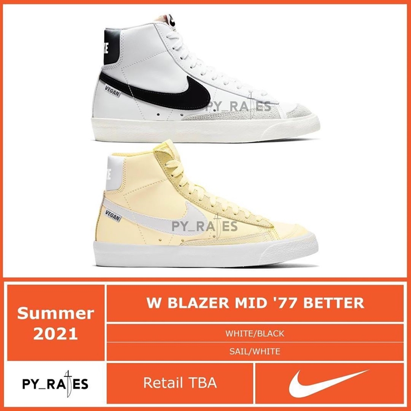 2021年 夏発売予定！ナイキ ウィメンズ　ブレーザー ミッド 77 “ベター” ホワイト/セイル (NIKE WMNS BLAZER MID 77 “Better” White/Sail)