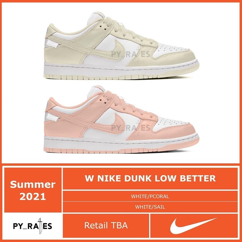 2021年 夏発売予定！ナイキ ウィメンズ ダンク 1 ロー “ベター” 2カラー (NIKE WMNS DUNK LOW “Better”)