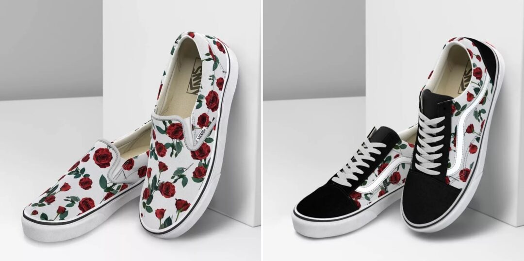 white vans red roses