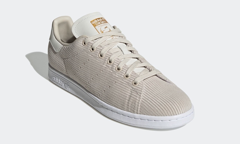 コーデュロイバージョンのアディダス オリジナルス スタンスミス “ブラウン/ウェアホワイト/ゴールド” (adidas Originals STAN SMITH Corduroy “Clear Brown/White/Gold Metallic”) [FU9615]