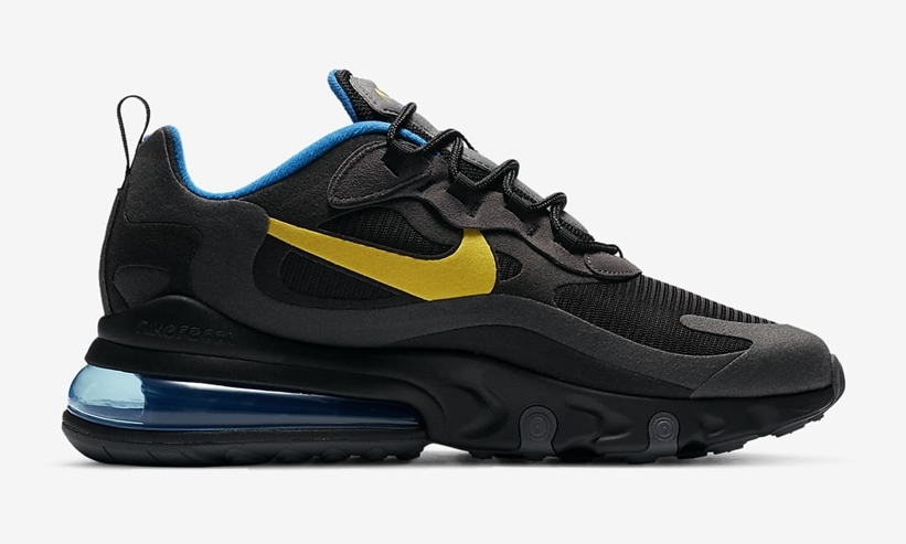 ナイキ エア マックス 270 リアクト “ブラック/ダークグレー/ブルースパーク” (NIKE AIR MAX 270 REACT “Black/Dark Grey/Blue Spark”) [DA1511-001]