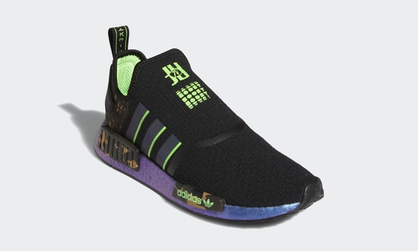 adidas Originals NMD_R1 “Core Black/Solar Green/Camo” (アディダス オリジナルス エヌ エム ディー “コアブラック/ソーラーグリーン/カモ”) [FZ5410]