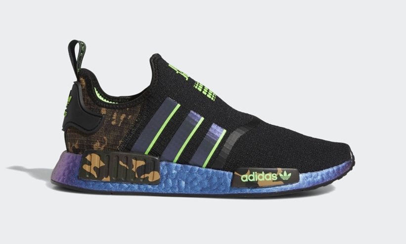 adidas Originals NMD_R1 “Core Black/Solar Green/Camo” (アディダス オリジナルス エヌ エム ディー “コアブラック/ソーラーグリーン/カモ”) [FZ5410]