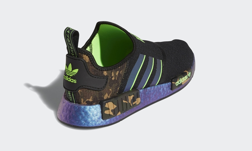 adidas Originals NMD_R1 “Core Black/Solar Green/Camo” (アディダス オリジナルス エヌ エム ディー “コアブラック/ソーラーグリーン/カモ”) [FZ5410]