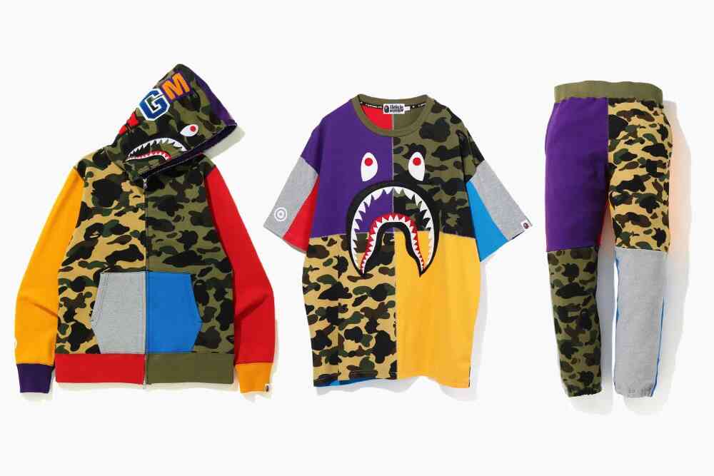 A BATHING APEから1ST CAMOを大胆なカラーブロッキングでクレイジーパターンに仕上げた「BAPE 1ST CAMO CRAZY ITEMS」が10/10発売 (ア ベイシング エイプ)