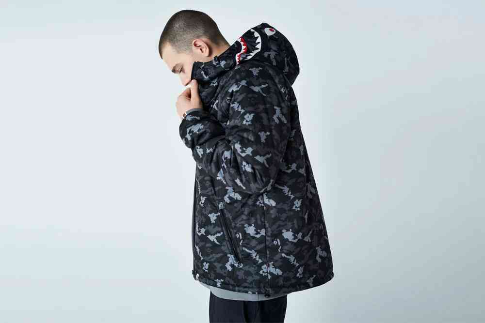 A BATHING APEからDIGITAL CAMOを使用したジャケット「DIGITAL CAMO SHARK PADDED HOODIE JACKET」が10/24から発売 (ア ベイシング エイプ)