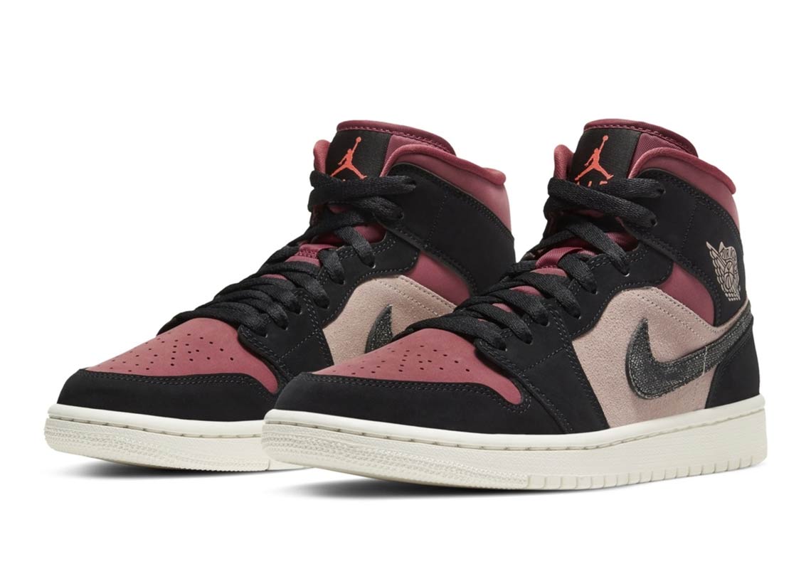 ナイキ ウィメンズ エア ジョーダン 1 ミッド "バーガンディ/ダスティピンク" (NIKE WMNS AIR JORDAN 1 MID "Burgundy/Dusty Pink")