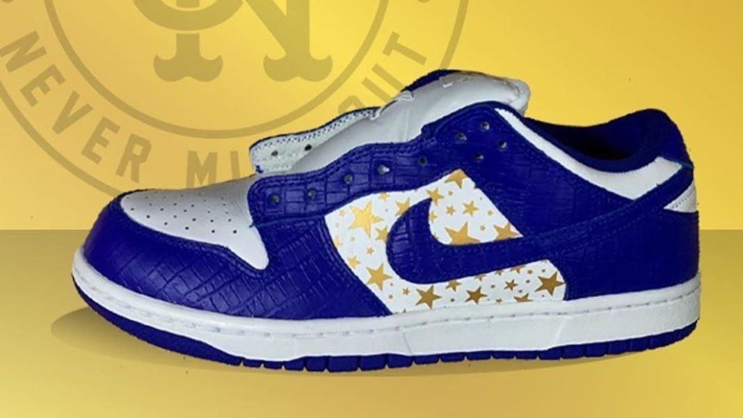 国内 3/6 発売！シュプリーム × ナイキ SB ダンク ロー OG QS “クロコスキン/ゴールドスター” (SUPREME NIKE SB DUNK LOW OG QS “Croc Skin/Gold Stars”) [DH3228-100,101,102,103]