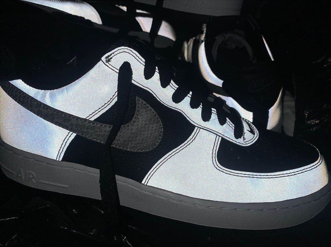 国内 1/28、2/5 発売！ナイキ エア フォース 1 ロー B “黒蛇/ブラック/シルバー” (NIKE AIR FORCE 1 LOW B “Reflective/Black/Silver”) [DJ6033-001]