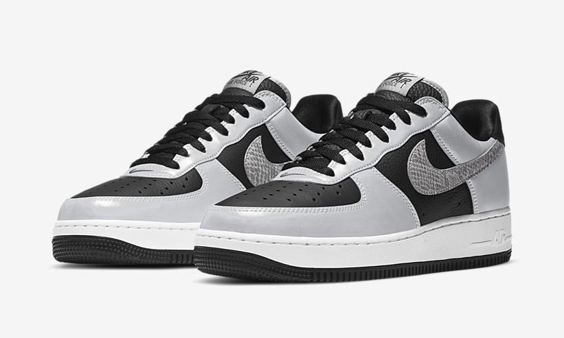 国内 1/28、2/5 発売！ナイキ エア フォース 1 ロー B “黒蛇/ブラック/シルバー” (NIKE AIR FORCE 1 LOW B “Reflective/Black/Silver”) [DJ6033-001]