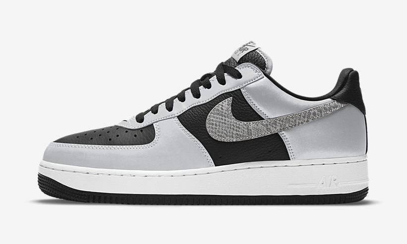 国内 1/28、2/5 発売！ナイキ エア フォース 1 ロー B “黒蛇/ブラック/シルバー” (NIKE AIR FORCE 1 LOW B “Reflective/Black/Silver”) [DJ6033-001]