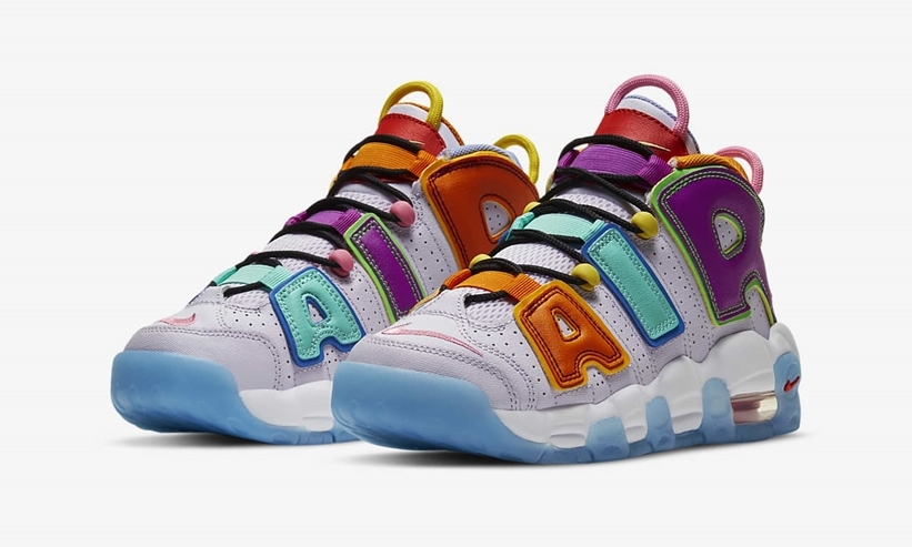 ナイキ GS エア モア アップテンポ “ベアリーグレープ/オプティイエロー” (NIKE GS AIR MORE UPTEMPO “Barely Grape/Opti Yellow/Vivid Purple/Orange Peel”) [DH0624-500]