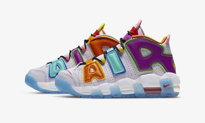 ナイキ GS エア モア アップテンポ “ベアリーグレープ/オプティイエロー” (NIKE GS AIR MORE UPTEMPO “Barely Grape/Opti Yellow/Vivid Purple/Orange Peel”) [DH0624-500]