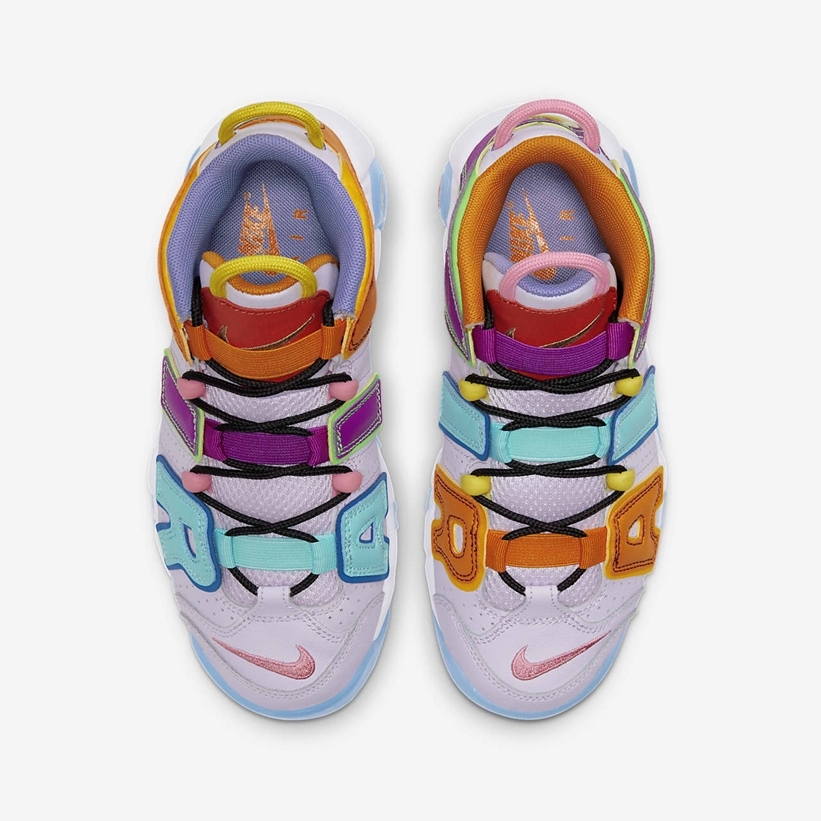 ナイキ GS エア モア アップテンポ “ベアリーグレープ/オプティイエロー” (NIKE GS AIR MORE UPTEMPO “Barely Grape/Opti Yellow/Vivid Purple/Orange Peel”) [DH0624-500]