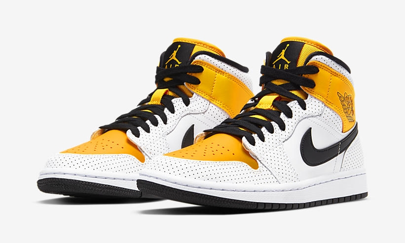 ナイキ エア ジョーダン 1 ミッド “ホワイト/ブラック/ユニバーシティゴールド” (NIKE AIR JORDAN 1 MID “White/Black/University Gold”) [BQ6472-107]