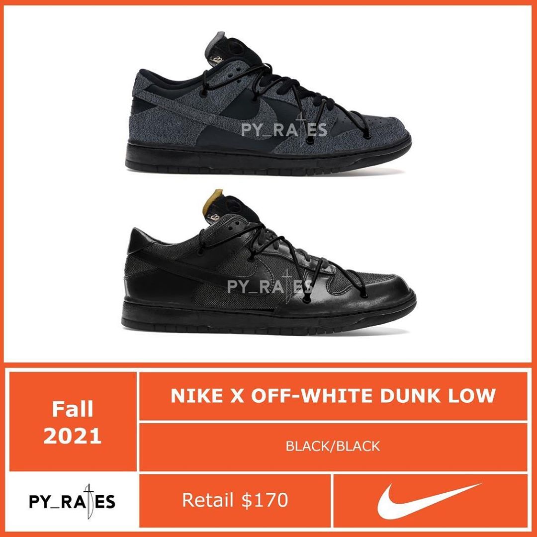 【リーク】2021年 秋発売予定！オフホワイト × ナイキ ダンク ロー “ブラック” (OFF-WHITE NIKE DUNK LOW “Black”)