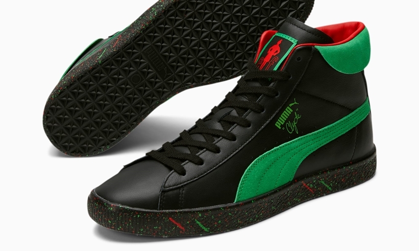 11/19 発売！映画「エルフ」× プーマ クライド ミッド “ブラック/グリーン” (Elf PUMA CLYDE MID “Puma Black/Bright Green”) [381313-01]