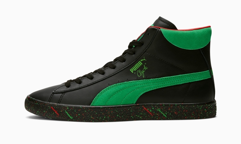 11/19 発売！映画「エルフ」× プーマ クライド ミッド “ブラック/グリーン” (Elf PUMA CLYDE MID “Puma Black/Bright Green”) [381313-01]