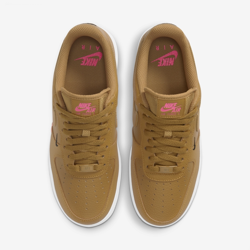 ナイキ ウィメンズ エア フォース 1 ロー “ダブル ミニ スウッシュ” ウィート/ピンク (NIKE WMNS AIR FORCE 1 LOW “Double Mini Swoosh” Wheat/Pink) [CT1989-700]