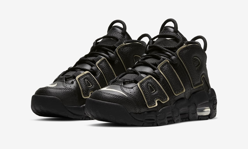 ナイキ GS エア モア アップテンポ “ブラック/ホワイト/メタリックゴールドスター” (NIKE GS AIR MORE UPTEMPO “Black/White/Metallic Gold Star") [DD3038-001]