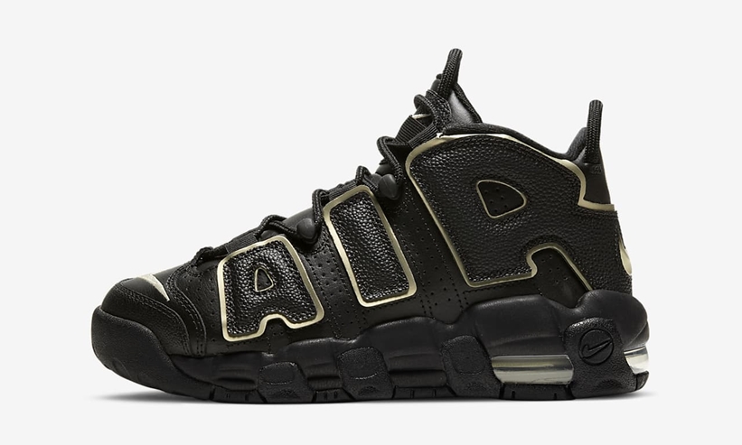 ナイキ GS エア モア アップテンポ “ブラック/ホワイト/メタリックゴールドスター” (NIKE GS AIR MORE UPTEMPO “Black/White/Metallic Gold Star”) [DD3038-001]