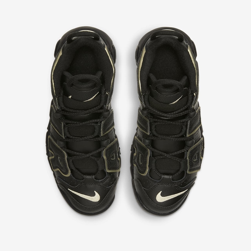 ナイキ GS エア モア アップテンポ “ブラック/ホワイト/メタリックゴールドスター” (NIKE GS AIR MORE UPTEMPO “Black/White/Metallic Gold Star”) [DD3038-001]