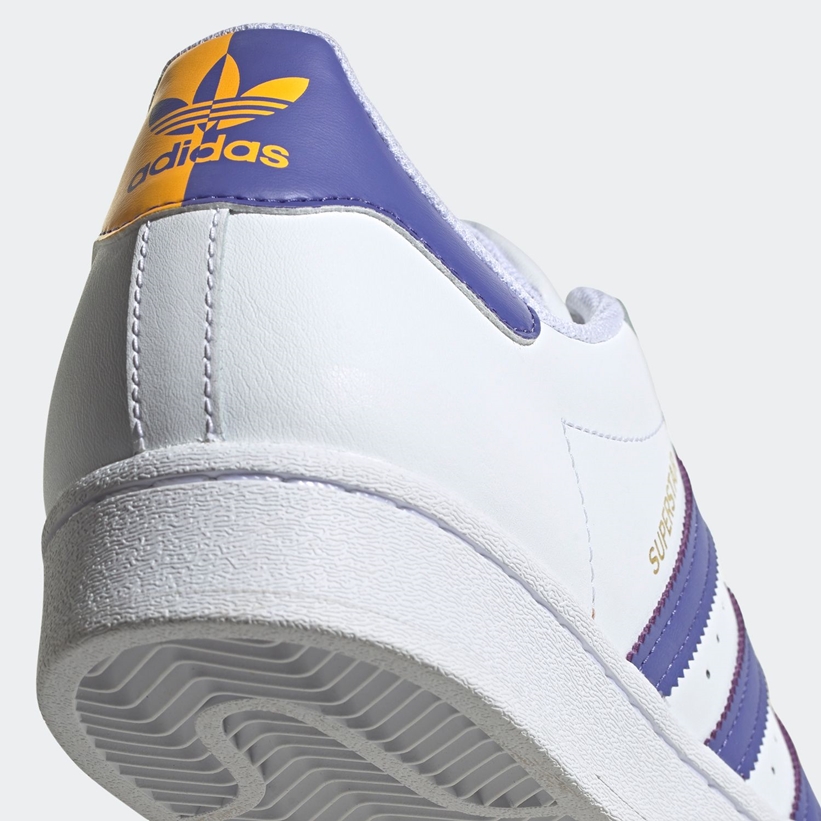 12/19 発売！左右非対称のアクセント adidas Originals SUPERSTAR “White/Blue/Purple” (アディダス オリジナルス スーパースター “ホワイト/ブルー/パープル”) [FX5526,FX5529]