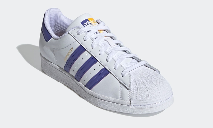 12/19 発売！左右非対称のアクセント adidas Originals SUPERSTAR “White/Blue/Purple” (アディダス オリジナルス スーパースター “ホワイト/ブルー/パープル”) [FX5526,FX5529]