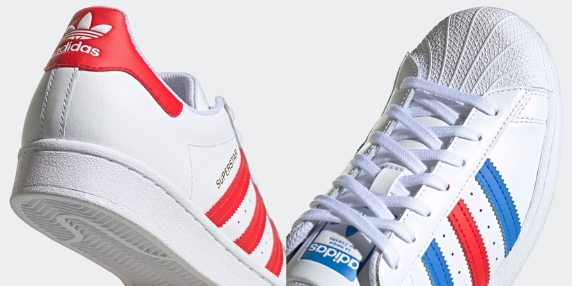 12/19 発売！過去のアーカイブから着想を得た adidas Originals SUPERSTAR “White/Vivid Red/True Blue” (アディダス オリジナルス スーパースター “ホワイト/ビビッドレッド/トゥルーブルー”) [H68094,H68095]