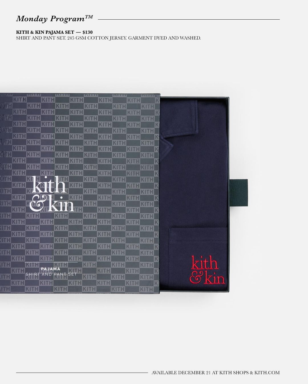 【Kith & Kin Pajama Shirt and Pant Set】 KITH MONDAY PROGRAM 2020年 第43弾が海外 12/21 発売 (キス)