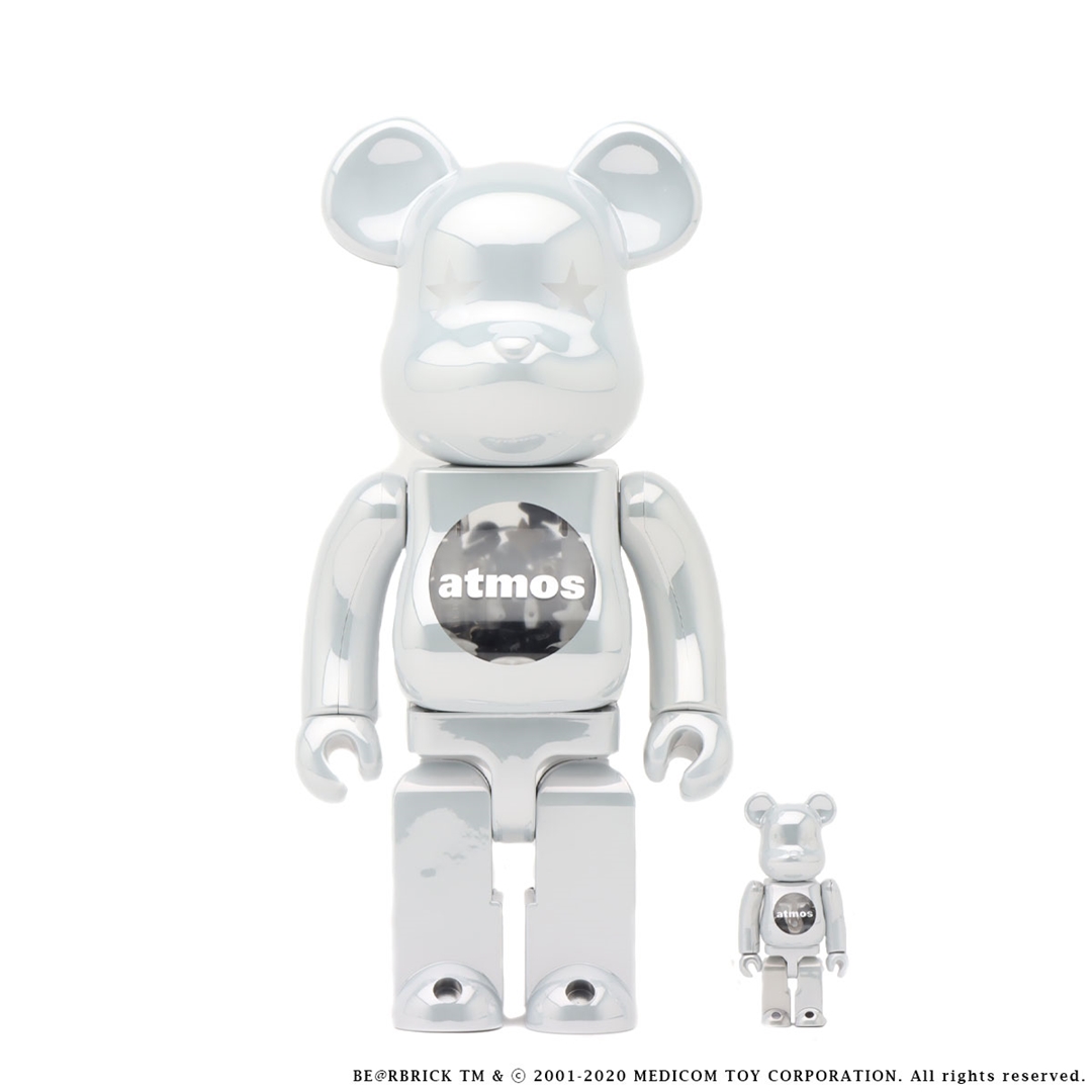 12/26 発売！BE@RBRICK × ATMOS WHITE CHROME Ver 100% & 400% (ベアブリック アトモス ホワイト クローム バージョン)