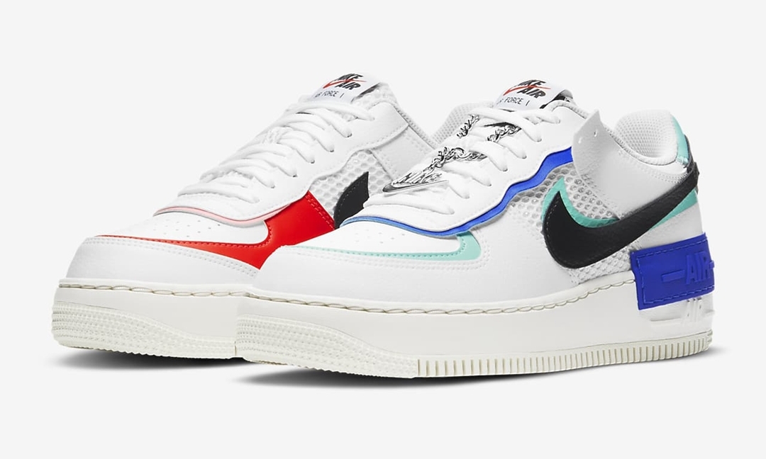 ナイキ ウィメンズ エア フォース 1 ロー シャドウ “ホワイト/チリレッド/サンセットパルス” (NIKE WMNS AIR FORCE 1 LOW SHADOW “White/Chile Red/Sunset Pulse”) [DH1965-100]