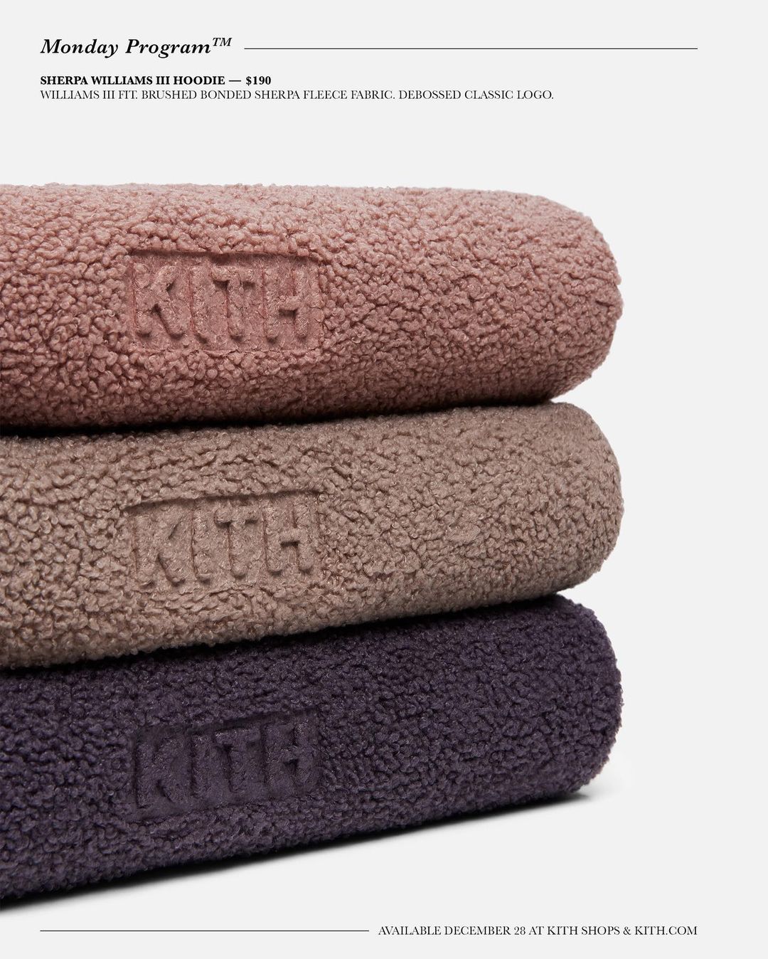 【KITH SHERPA WILLIAMS III HOODIE】 KITH MONDAY PROGRAM 2020年 第44弾が海外 12/28 発売 (キス)