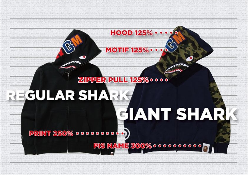 A BATHING APEから大幅にボリュームアップしたGIANT SIZEで仕上げたフーディー「GIANT SHARK FULL ZIP HOODIE」が12/5 発売 (ア ベイシング エイプ レオパード)