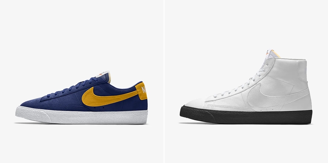 【NIKE BY YOU】ツートン/レザー/スエード/きゃんばすが選択可能な ブレーザー ロー/ミッド (ナイキ BLAZER LOW/MID) [CW4643-993,CW4649-993]