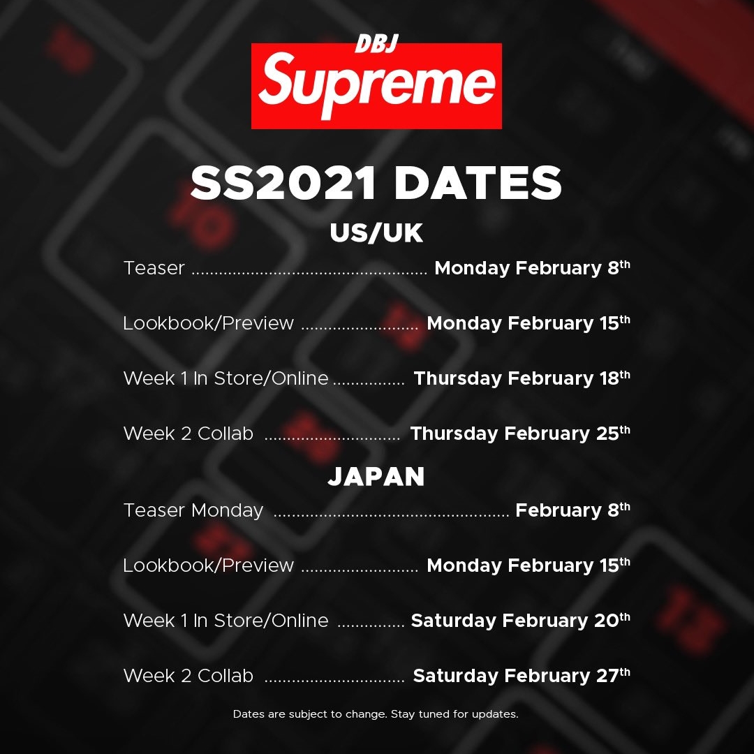 SUPREME 2021 SPRING/SUMMER 立ち上げは？スケジュール予定 (シュプリーム 2021年 春夏)