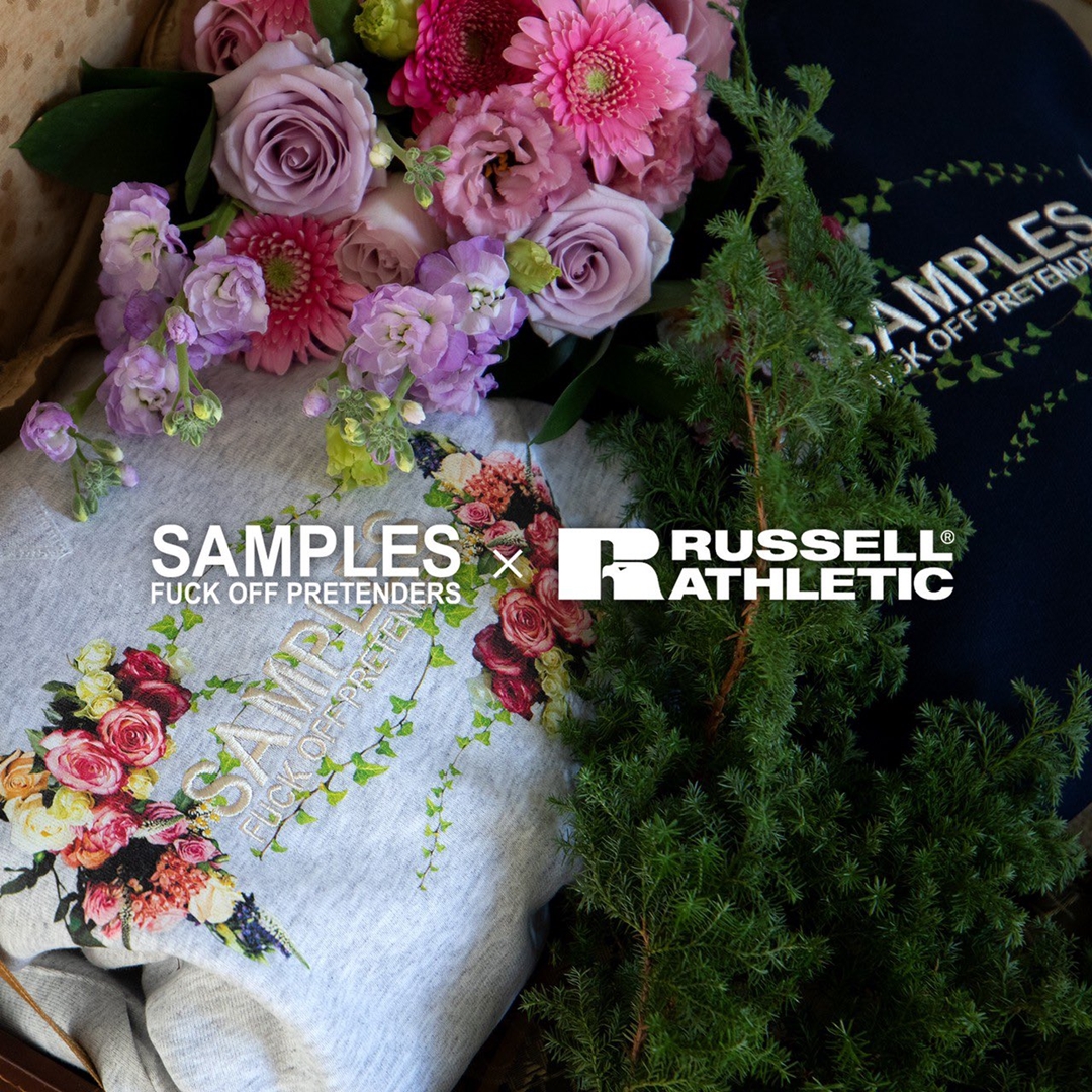 カラフルな薔薇を配置したSAMPLES × RUSSELL ATHLETIC コラボフーディが1/16発売 (サンプルズ ラッセル・アスレチック)