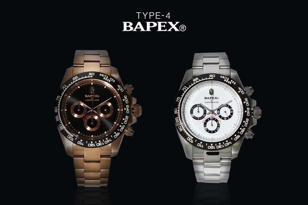 A BATHING APE オリジナルリストウォッチ「TYPE 4 BAPEX」がシルバー、ゴールドの2色展開で1/23 から発売 (ア ベイシング エイプ)