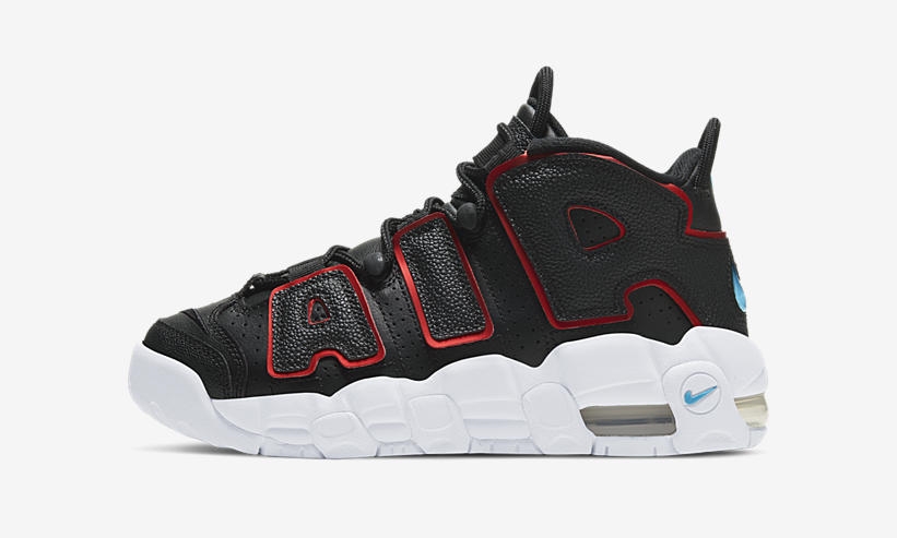 ナイキ GS エア モア アップテンポ “ブラック/ホワイト/ユニバーシティレッド” (NIKE GS AIR MORE UPTEMPO “Black/White/University Red”) [DJ4610-001]