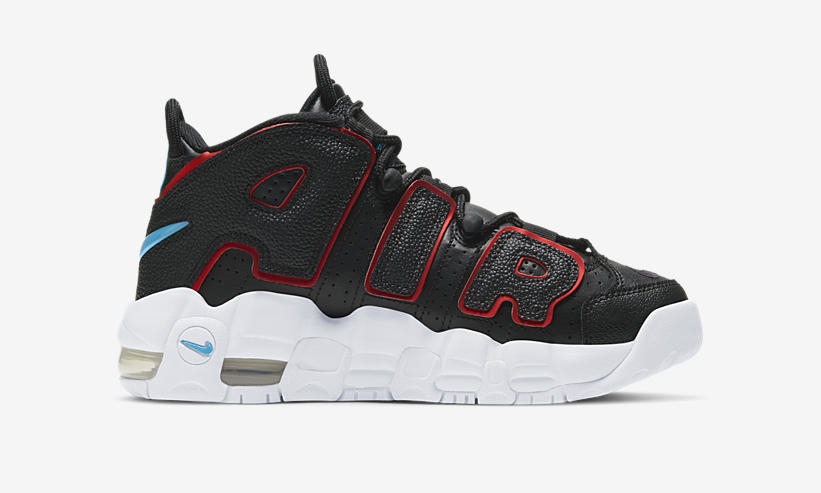 ナイキ GS エア モア アップテンポ “ブラック/ホワイト/ユニバーシティレッド” (NIKE GS AIR MORE UPTEMPO “Black/White/University Red”) [DJ4610-001]