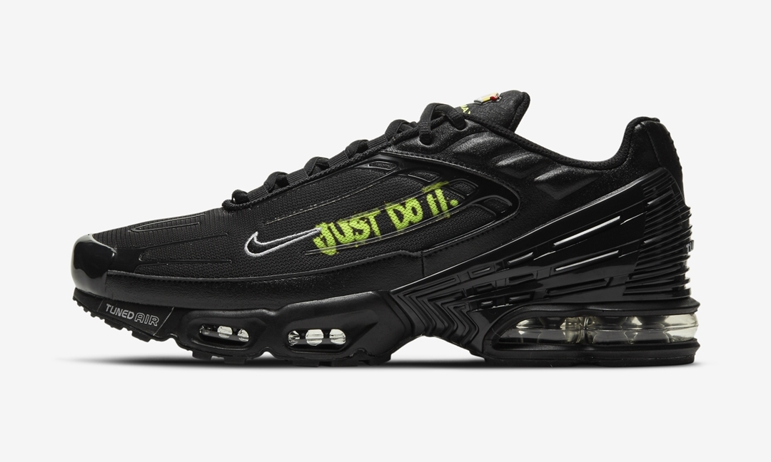 ナイキ エア マックス プラス 3 “ジャストドゥイット” ブラック/ボルト (NIKE AIR MAX PLUS III “Just Do It” Black/Volt) [DJ6877-001]